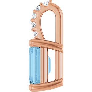 14K Rose Gold Natural Sky Blue Topaz & .04 CTW Natural Diamond Pendant
