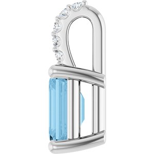 Platinum Natural Sky Blue Topaz & .04 CTW Natural Diamond Pendant