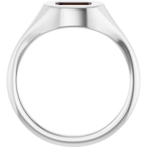 14K White Gold Natural Mozambique Garnet Signet Ring