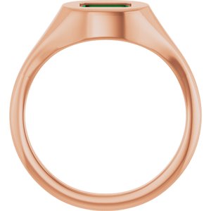14K Rose Gold Lab-Grown Emerald Signet Ring