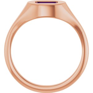 14K Rose Gold Natural Amethyst Signet Ring