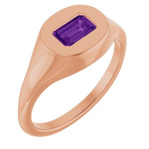 14K Rose Gold Natural Amethyst Signet Ring