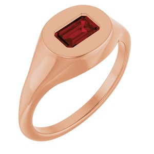 14K Rose Gold Natural Mozambique Garnet Signet Ring