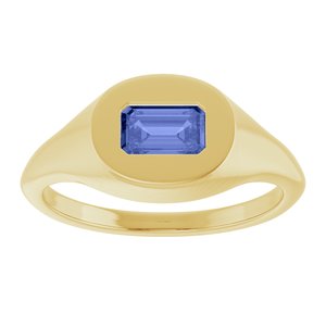 14K Yellow Gold Natural Tanzanite Signet Ring