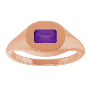 14K Rose Gold Natural Amethyst Signet Ring