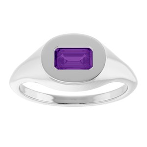 Platinum Natural Amethyst Signet Ring