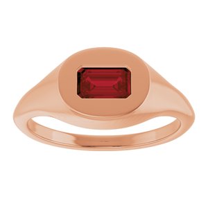 14K Rose Gold Natural Mozambique Garnet Signet Ring