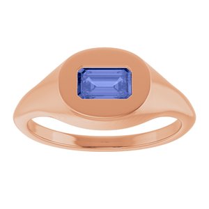 14K Rose Gold Natural Tanzanite Signet Ring