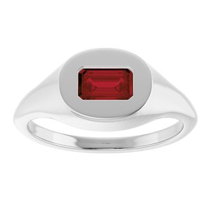 14K White Gold Natural Mozambique Garnet Signet Ring