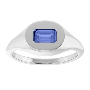 Sterling Silver Natural Tanzanite Signet Ring