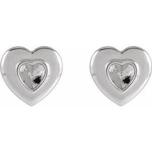 14K White Gold 4 mm Heart Bezel-Set Stud Earring Mounting