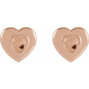 14K Rose Gold 4 mm Heart Bezel-Set Stud Earring Mounting