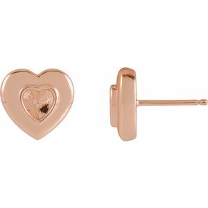 14K Rose Gold 4 mm Heart Bezel-Set Stud Earring Mounting