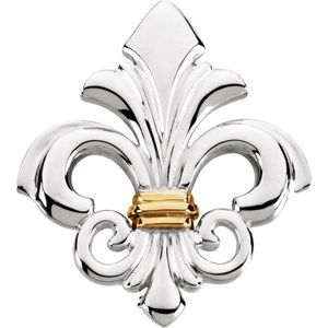 Sterling Silver & 14K Yellow Gold Fleur-de-Lis Brooch