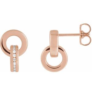 14K Rose Gold 1/6 CTW Natural Diamond Drop Earrings