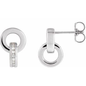 Sterling Silver 1/6 CTW Natural Diamond Drop Earrings