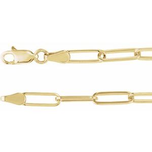 14K Yellow 3.85 mm Paperclip-Style 7" Chain