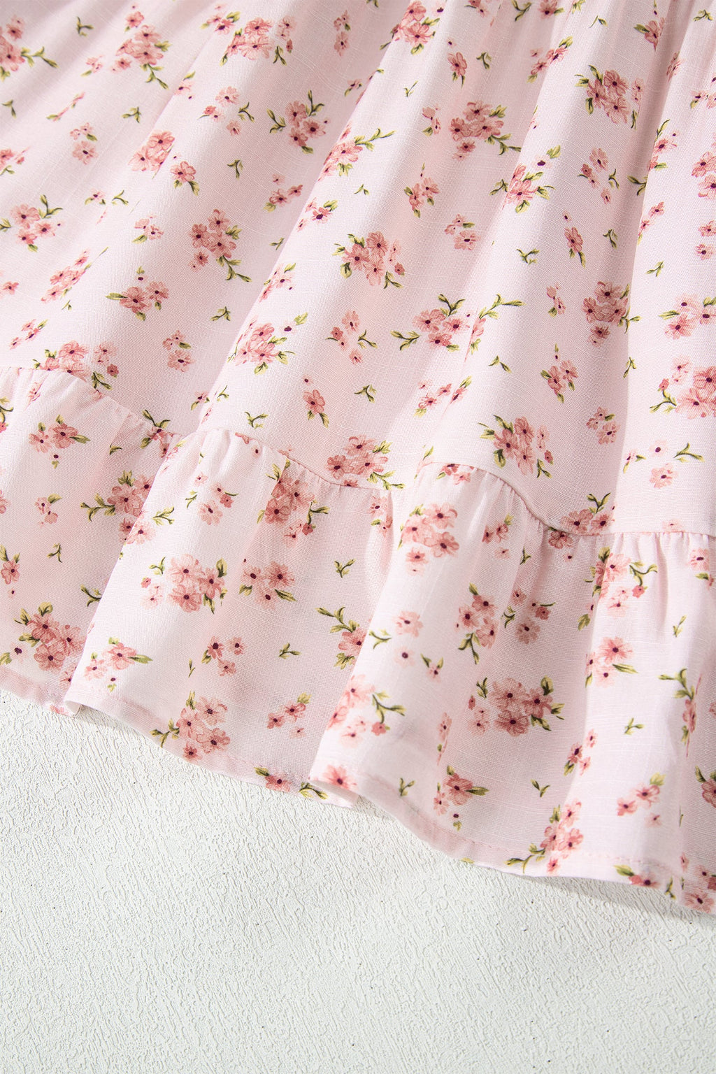 Floral Front Tie Shirred Waist Ruffle Mini Dress
