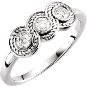 14K White Gold 1/3 CTW Natural Diamond Three-Stone Ring