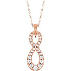 14K Rose Gold 1/3 CTW Lab-Grown Diamond Infinity-Inspired 18" Necklace