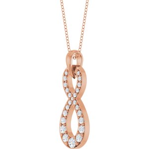 14K Rose Gold 1/3 CTW Lab-Grown Diamond Infinity-Inspired 18" Necklace