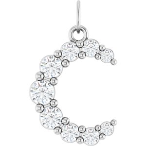 14K White Gold 3/8 CTW Lab-Grown Diamond Celestial Moon Pendant