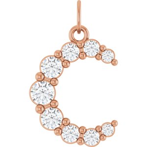 14K Rose Gold 3/8 CTW Lab-Grown Diamond Celestial Moon Pendant