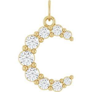 14K Yellow Gold 3/8 CTW Lab-Grown Diamond Celestial Moon Pendant