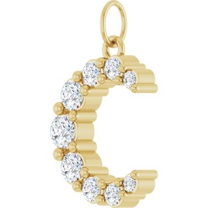 14K Yellow Gold 3/8 CTW Lab-Grown Diamond Celestial Moon Pendant