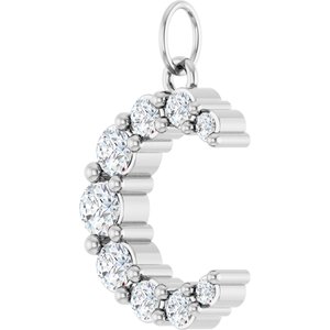 14K White Gold 3/8 CTW Lab-Grown Diamond Celestial Moon Pendant