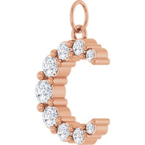 14K Rose Gold 3/8 CTW Lab-Grown Diamond Celestial Moon Pendant