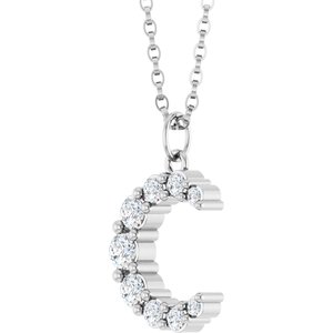 Sterling Silver 3/8 CTW Lab-Grown Diamond Celestial Moon 18" Necklace
