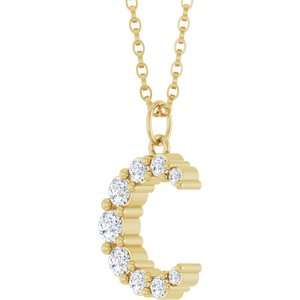 14K Yellow Gold 3/8 CTW Lab-Grown Diamond Celestial Moon 18" Necklace