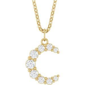 14K Yellow Gold 3/8 CTW Lab-Grown Diamond Celestial Moon 18" Necklace