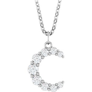 Sterling Silver 3/8 CTW Lab-Grown Diamond Celestial Moon 18" Necklace