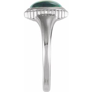 Platinum Lab-Grown Emerald Cabochon Ring