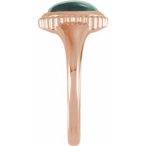 14K Rose Gold Lab-Grown Emerald Cabochon Ring