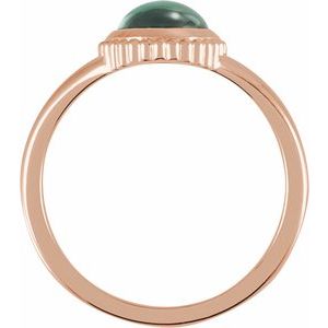 14K Rose Gold Lab-Grown Emerald Cabochon Ring