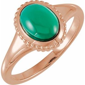 14K Rose Gold Lab-Grown Emerald Cabochon Ring