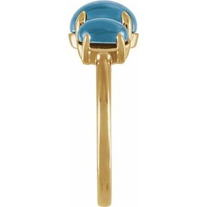 14K Yellow Gold Natural London Blue Topaz Cabochon Ring