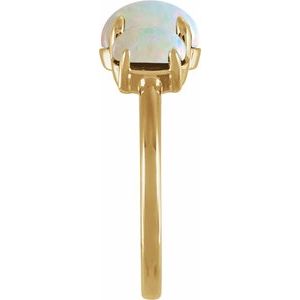 14K Yellow Gold Natural Ethiopian Opal Cabochon Ring