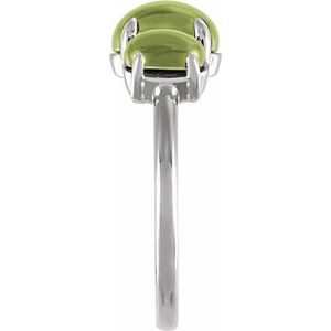 Platinum Natural Peridot Cabochon Ring
