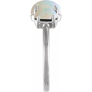 Platinum Natural Ethiopian Opal Cabochon Ring