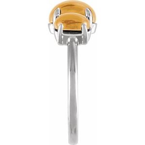 Platinum Natural Citrine Cabochon Ring