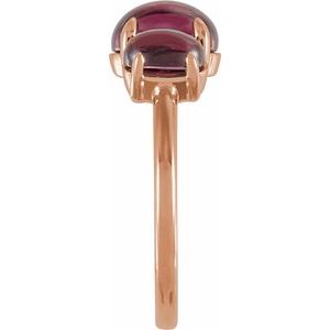 14K Rose Gold Natural Rhodolite Garnet Cabochon Ring