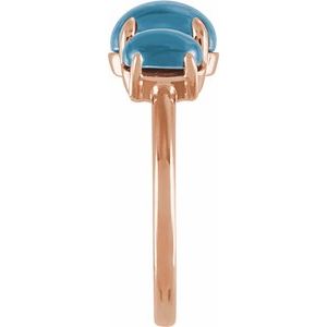 14K Rose Gold Natural London Blue Topaz Cabochon Ring