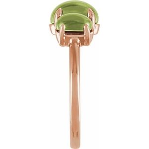 14K Rose Gold Natural Peridot Cabochon Ring