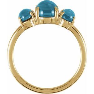 14K Yellow Gold Natural London Blue Topaz Cabochon Ring