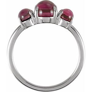 Sterling Silver Natural Rhodolite Garnet Cabochon Ring