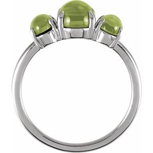 Platinum Natural Peridot Cabochon Ring